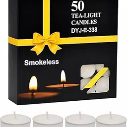 Smokeless Tea Light Candles, White, Pack of 50, Long-Lasting for Spa, Meditation, Diwali, Home Decor, Aromatherapy-image-96