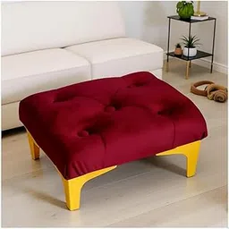 S S Wood Nation Upholstered Ottoman Stool - Side Table Footstool with Golden Metal Leg for Living Room, Bedroom Velvet Ottoman for Relax Your Feet While You are Tired 14.5x10 inch (Cherry)-picture-65
