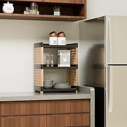 Biltoxi 3 Tiered Shelf Kitchen Rack - Spice Boxes Organizer –Kitchen Rack Stand - Cosmetic Organizer – Counter Top Organizer - Floor Mounted Shelf For Home, Multipurpose Rack (Brown & Ivory)-picture-34