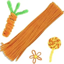 BATRICHER Chenille Stems Pipe Cleaners for Flower Making for Craft Projects and Decorations (Light Orange Color, 100pc Pack)-image-5