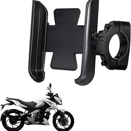 CNC Metal Bike Mobile Holder Compatible for Bajaj Pulsar N150, 360° Rotation Phone Mount Cradle for Bicycle & Motorcycle, Handlebar for All Smartphones, Anti-Slip, Full Grip (Black) image 1