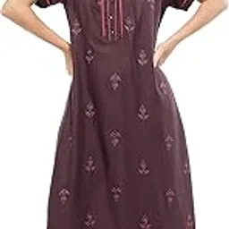 zeyo Women's Rayon Floral Embroidery Mid Thigh Length Nighty Night gown 5676-picture-10