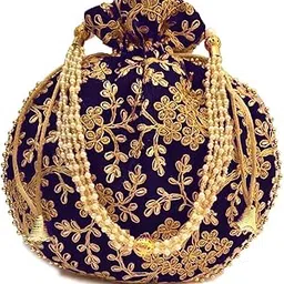 keryap Rajasthani Style Royal Clutch Silk Batwa Bag Wristlets Ethnic Potli for Women's Zari Work Potli Bridal Potli-picture-57