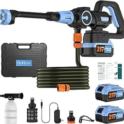 Cordless Pressure Washer Battery Operated, 1100PSI, Brushless Portable Cordless Power Washer with 2 Batteries, 3 Speed Adjustable/6 in 1 Nozzle, 4.0Ah Battery Pressure Washer for Car, Garden-image-2