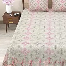 CLOTHOLOGY Bedsheet for Double Bed King Size | Jaipuri Rajasthani Cotton Bed Sheet | 1 King Size bedsheet with Pillow Cover | 240 TC Jaipuri Prints Flat Double Bed Bedsheet Cotton King Size-image-64