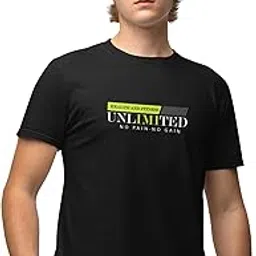 nevicollections Unlimited Black Round Neck Cotton Half Sleeved Men's T-Shirt with Printed Graphics-picture-13