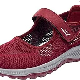 myaddiction Women Elderly Mesh Sneakers Nonslip Everyday Shoes Flats Breathable Sneakers 37 RedClothing & Accessories | Womens | Athletic-picture-41