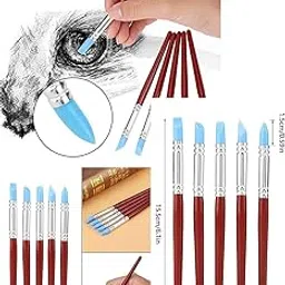 CAKE DECOR Rubber Tip Paints Silicon Brushes Sculpture Pottery Clay Shaping Carving Tool - 5 Pieces (Multicolour)-picture-39