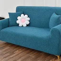 Yellow Weaves 3 Seater Stretchable Sofa Cover, Elasticity Slipcover for Couch Protector Stretchable Protective Case with Universal Fit (Geometric Teal Blue)-picture-11