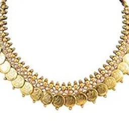 youbella Pearl Temple coin Traditional Necklace set for women ewellery set with Earrings for Women-picture-38