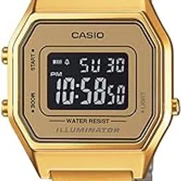 casio Vintage LA680WGA-9BDF Digital Multicolor Dial Unisex Watch Gold Metal Strap (D127)-picture-32