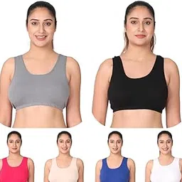 AASHU Creation LIECRY Art (Pack of 6) Girls/Women's Cotton Stretchable Non-Padded and Wire Free AirBra Sports Bra (Multicolor) Design No 6AB7780 Any Random Color Will BE Send-picture-16