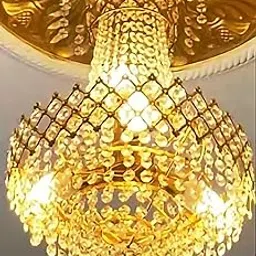 SUANI Modern Crystal 40 watt Decorative Pendant Crystal Chandelier | Chandelier for Home| Chandelier for Restaurant | Jhoomar for Hotel | Light Fixture Chandelier (Golden300 mm)-image-68