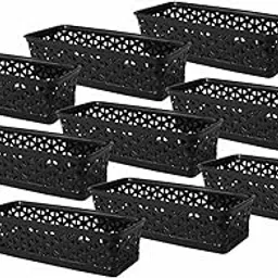 Wonder Plastic Prime Alexa 9 Multipurpose Tokri for Drawer Dividers/Storage Tokri, Set of 9 Pcs, Black Color image 1