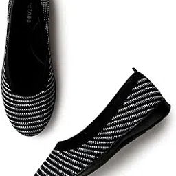 marc loire Women's Athleisure Lightweight Knitted Active Wear Slip-On Ballerina Shoes for Daily Walking-picture-13