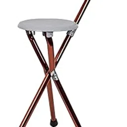 Welimark Adjustable Walking Stick with Tri-Pad Base, Anti-Shock System, U-Shaped Handle, and Built-in Seat (Brown)-picture-28