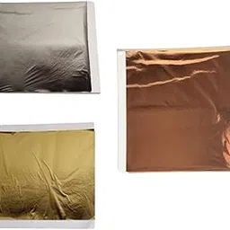 300pc Metallic Gold FOILS Clarity FOILS Sheets Gliding FOILS Imitation Gold FOILS for DIYE,FRAM,Art & Craft,Furniture Decoration ETC (Gold+Silver+Copper 100 Each) 3.14" 3.15"-picture-35