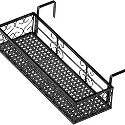 Fashion My Day Railing Planter Shelf Basket Iron Plant Stand for Patio Fence Garden 60cm-image-40