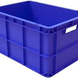 MAHIRA Multipurpose Heavy Duty Big Blue Portable Plastic Crate 50X32.5X25 CM | Crates for storage | Shelf Basket for Large Storage Bin | Vegetable, Fruit, Milk, Fish-picture-14