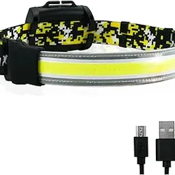 2 Pack Rechargeable Headlamps Flashlight, 220° Wide Beam COB Headband Headlamp, USB Charging Headlight with 2000 Lumen 3 Modes Head Lamp for Camping, Running, Fishing, Hiking, Hard Hat Outdoor image 1