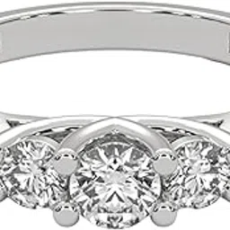 goldhartz Pure 925 Sterling Silver Round Three Stone American Diamond Ring for Women & Girls in 18k Gold, Everyday Jewelry Gift for Birthday, Anniversary, Office Wear-picture-26