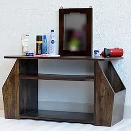 SamDecors Solid Sheesham Wood (Rosewood) Bella Dressing Table/Side Table with Mirror - Dark Walnut-picture-12