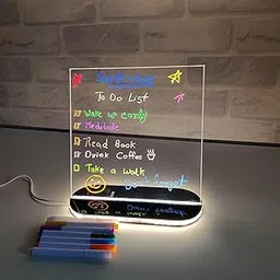 Zesta 3D Acrylic Planner with Stand and Highlighter Pen / Reusable Acrylic Message Board with Light / Daily Planner (Warm White)-picture-25