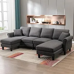 Nathan 6 Seater L Shape Sofa with Centre Table | 6 Seater Sofa Set for Living Room (Nathan_Darkgrey, RHS)-picture-18