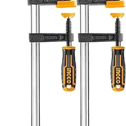 INGCO 2 PCS F Clamps (50x200mm), F Clamp with Better Grip and Surface Protection Metal F Clamps for Woodworking Glass and Welding Works image 1