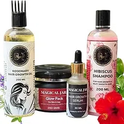 Magical Jar Hair Growth Kit | Hibiscus & Rosemary | Natural Hair Care Set with Oil, Shampoo, Hair Pack |-picture-25