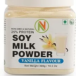 NatureVit Soya Milk Powder, 300g [Vanilla Flavour] [Vegan, Non-GMO & 25% Protein]-image-1