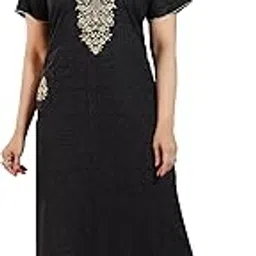 bailey sells Women's Cotton Embroidered Printed Maxi Nighty Nightgown for Women Full Length Nighty with Side Pocket Summer Maxi Nighty for Women Ladies (Free Size)-picture-45