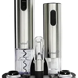 Ivation Wine Gift Set, Includes Stainless Steel Electric Wine Bottle Opener, Wine Aerator, Electric Vacuum Wine Preserver, 2 Bottle Stoppers, Foil Cutter & LED Charging Base-image-59