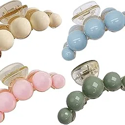 ANNACREATIONS Korean Fashionable Fancy Stylish Large Big Pearl Hair Claw Clips Long Hair Jaw Clips Clutches Barrettes Hair Accessories for Women and Girls set of 4 Large-picture-32