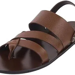 mochi Men's Brown Faux Leather Stylish Ankle Strap Sandal UK/10 EU/44(18-625)-picture-34