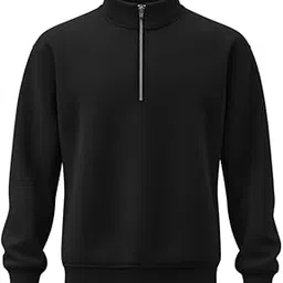 drobe Solid Cotton Blend Full Sleeves Half Zip Sweatshirt for Men & Women-picture-50