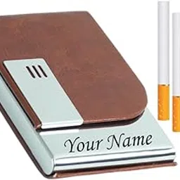 custom Felstar Customized/Personalized With Name Engraved Metal Cigarettes Case Holder Luxurious Design - for King Size | Regular | Slim 70mm |84mm Size - Store 7 Cigarettes - Crush Proof Men (Brown) image 1