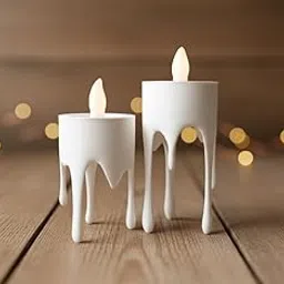Dripping Wax Design Tea Light Candle Holder, White, Decorative Stand-picture-10