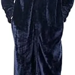 zoomella Wearable Blanket Sweatshirt Long Zipper Front Nightgown Thick Onesie Pajamas Men Blue 3XL-picture-10