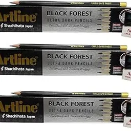 Artline Black Forest Ultra Dark Pencil Pack of 10 With Eraser & Sharpener in Quantity of 3 Packs | A Dark, Rich Line For Artists, Writers, and Anyone-picture-43