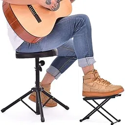 BLUEBERRY R-22, Guitar Foot Rest Stool Height Adjustable Footstool, More Stability with Rubber End Caps and Non-slip Rubber Pad, For Acoustic & Classical Guitar - (Black)-picture-34