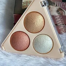 VBD ZONE 3 Color Highlighter Palette, Ultra Blendable Metallic Glow, Long Lasting Shimmer Makeup.-picture-12