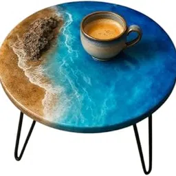 Handmade Ocean Wave Resin Art Coffee Table – Round Wooden Table with 3D Beach Design, Epoxy Coastal Decor Accent Table for Living Room, Balcony, or Office-picture-41