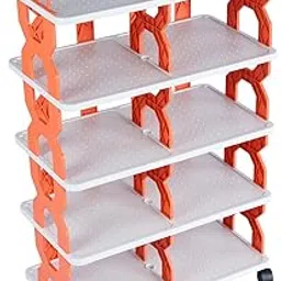 Amazon Brand - Umi 5 Layer Plastic Shoe Rack for Home with Wheels, Portable Rotating Shoe Rack Stand Organizer, Space Saving Shoe Rack for Home Entryway & Hallway-image-73