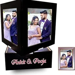 Rotating Photo Lamp | Personalized Gift, Anniversary Gift for Couple Special, Birthday Gift Box Night Lamp Shade Wedding Gift Photo Frame Light (5Photos) (4inx 4in) Pack of 1-picture-33