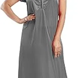 siami Apparels Solid Satin Nighty | Lace Work Neck Design Nightgown | Full Length Regular Nightwear/Maxi for Women/Mother/Wife/Girlfriend-picture-29