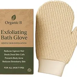Organic B Exfoliating Bath Glove | Natural Exfoliating Glove for Ingrown Hair & Strawberry Legs | Made with 100% Ramie Fabric | Gently Removes Dead Skin Cells | Suitable for Sensitive Skin (Right Hand Glove)-picture-21