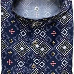 foxdx Men's Ethnic Full-Sleeve Printed Kurta - Traditional Indian Wear for Festive and Casual Occasions - Comfortable Cotton Blend - Multicolor-picture-21