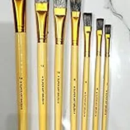 TICSER Wooden Handle Artist Brushes Set of 7 (2,4,6,8,10,12,14) Flat Synthetic TAKLON Hairs Paint Brushs for All Type Painting-picture-45