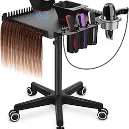 TASALON Professional Hair Styling Station Cart, Rolling Salon Tray with Magnetic Bowls, Tool Holders and Dryer Mount, Black-picture-41